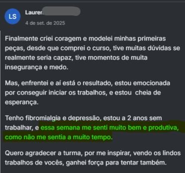 Print de depoimento de argilheira 3